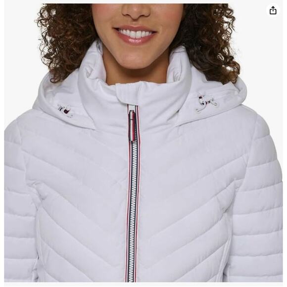 Tommy Hilfiger Women's Size Small Puffer Lightweight Hooded Stretch Jacket with - Picture 3 of 7